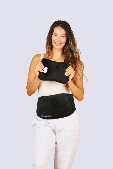 SnuggTemp Hot Water Bottle with Body Strap (BLACK)