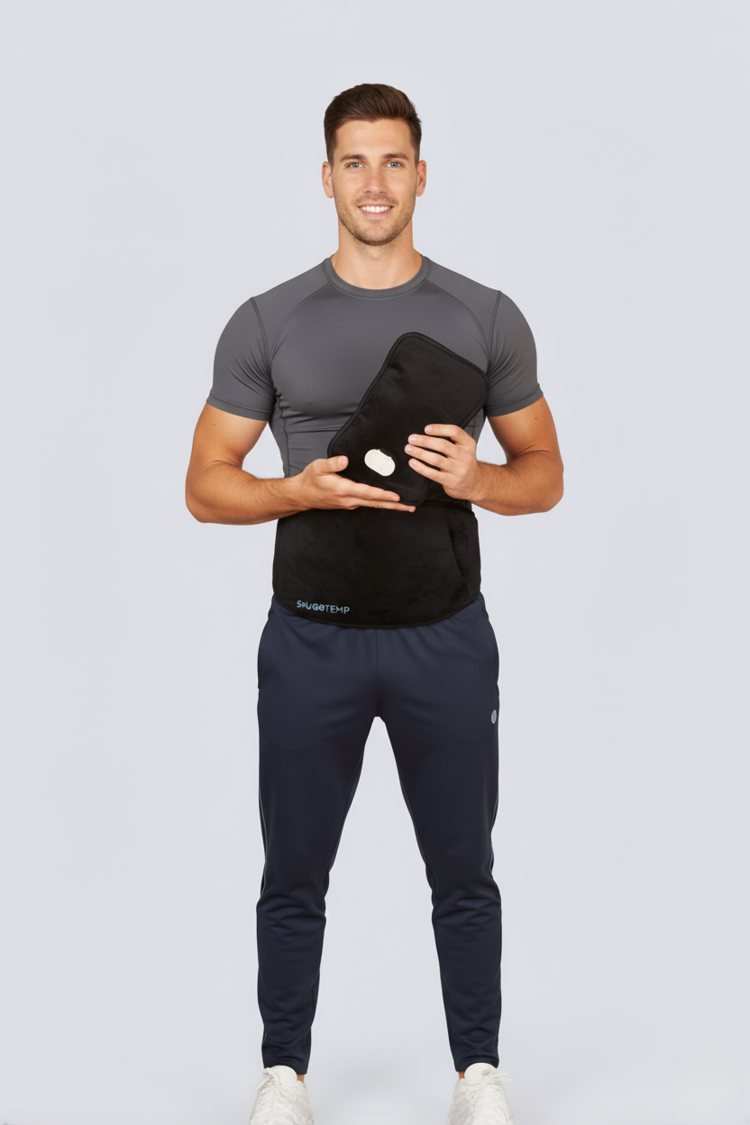 SnuggTemp Hot Water Bottle with Body Strap (BLACK)